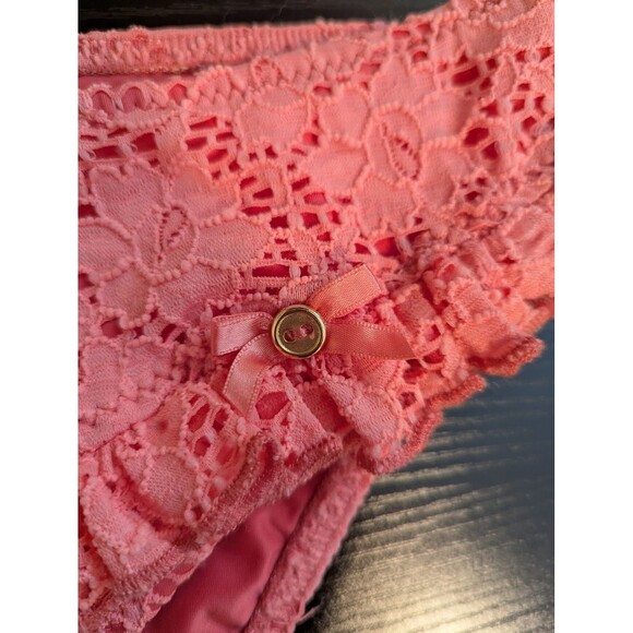 NWT Vintage Betsey Johnson Pink Y2K Ruffled Lace Swimsuit‎ Bottom Women's Large - Picture 3 of 7